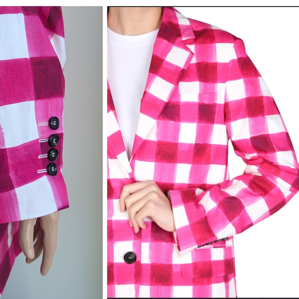 Msgm Milano Gingham Brushed Checked Printed Blaze… - image 3